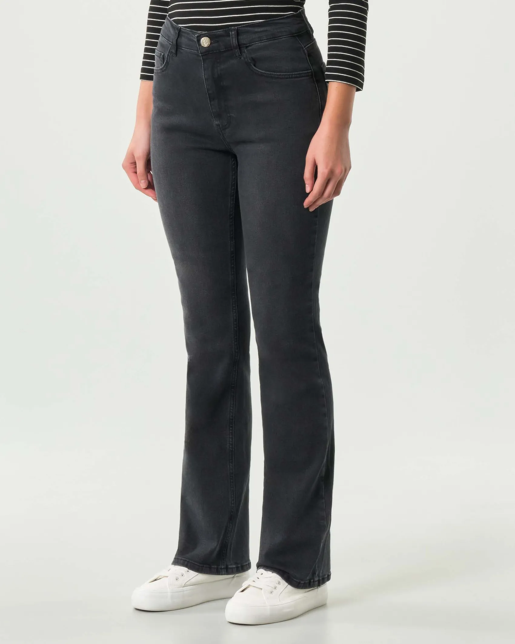 Jeans bootcut neri delavè Emme Marella in cotone stretch