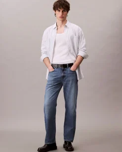 Jeans Calvin Klein Jeans blu medium wash in cotone con baffature