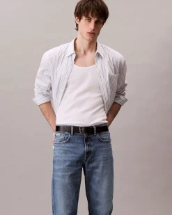 Jeans Calvin Klein Jeans blu medium wash in cotone con baffature