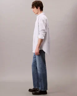 Jeans Calvin Klein Jeans blu medium wash in cotone con baffature