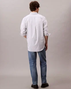 Jeans Calvin Klein Jeans blu medium wash in cotone con baffature