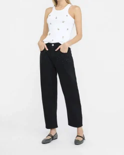 Jeans cropped Liu Jo Jeans neri in denim con strass applicati