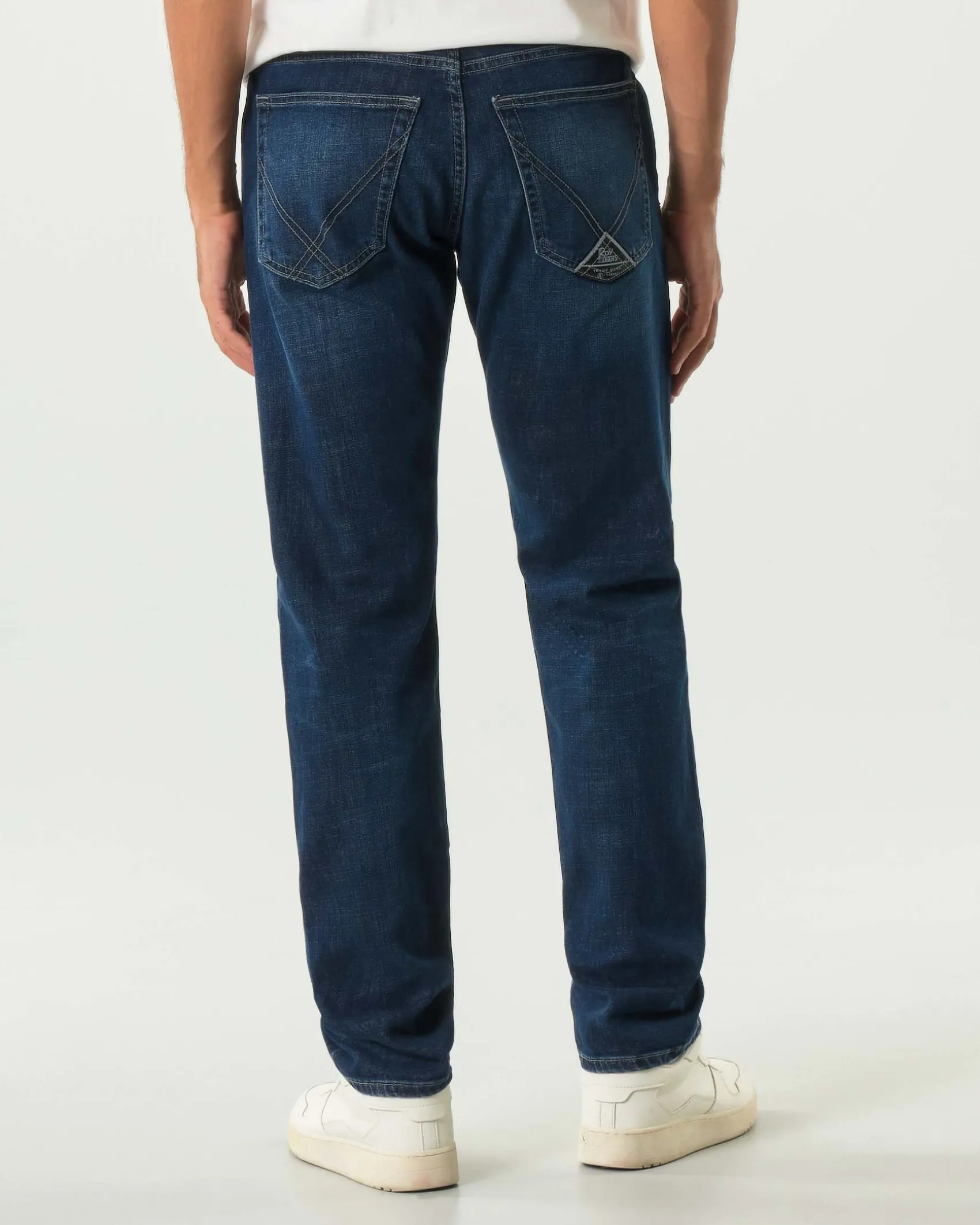 Jeans Cult Roy Roger's regular-fit in cotone stretch lavaggio Harlem scuro con leggere baffature