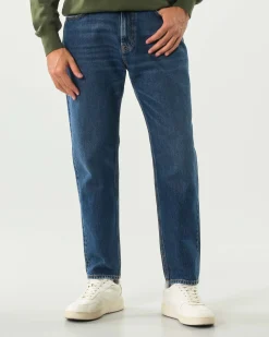 Jeans Dapper Roy Roger's carrot-fit in puro cotone stretch lavaggio Baker medio con baffature