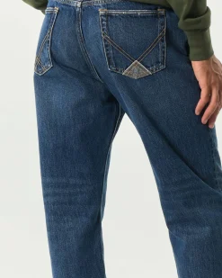 Jeans Dapper Roy Roger's carrot-fit in puro cotone stretch lavaggio Baker medio con baffature