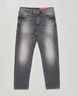 Jeans Diesel grigio regular fit in cotone stretch effetto super stone washed