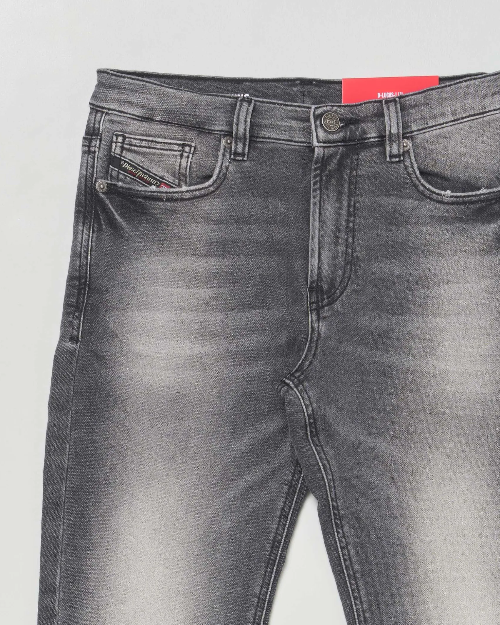 Jeans Diesel grigio regular fit in cotone stretch effetto super stone washed