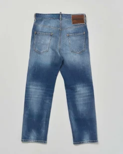 Jeans Dsquared2 regular fit lavaggio medio stone washed con baffature