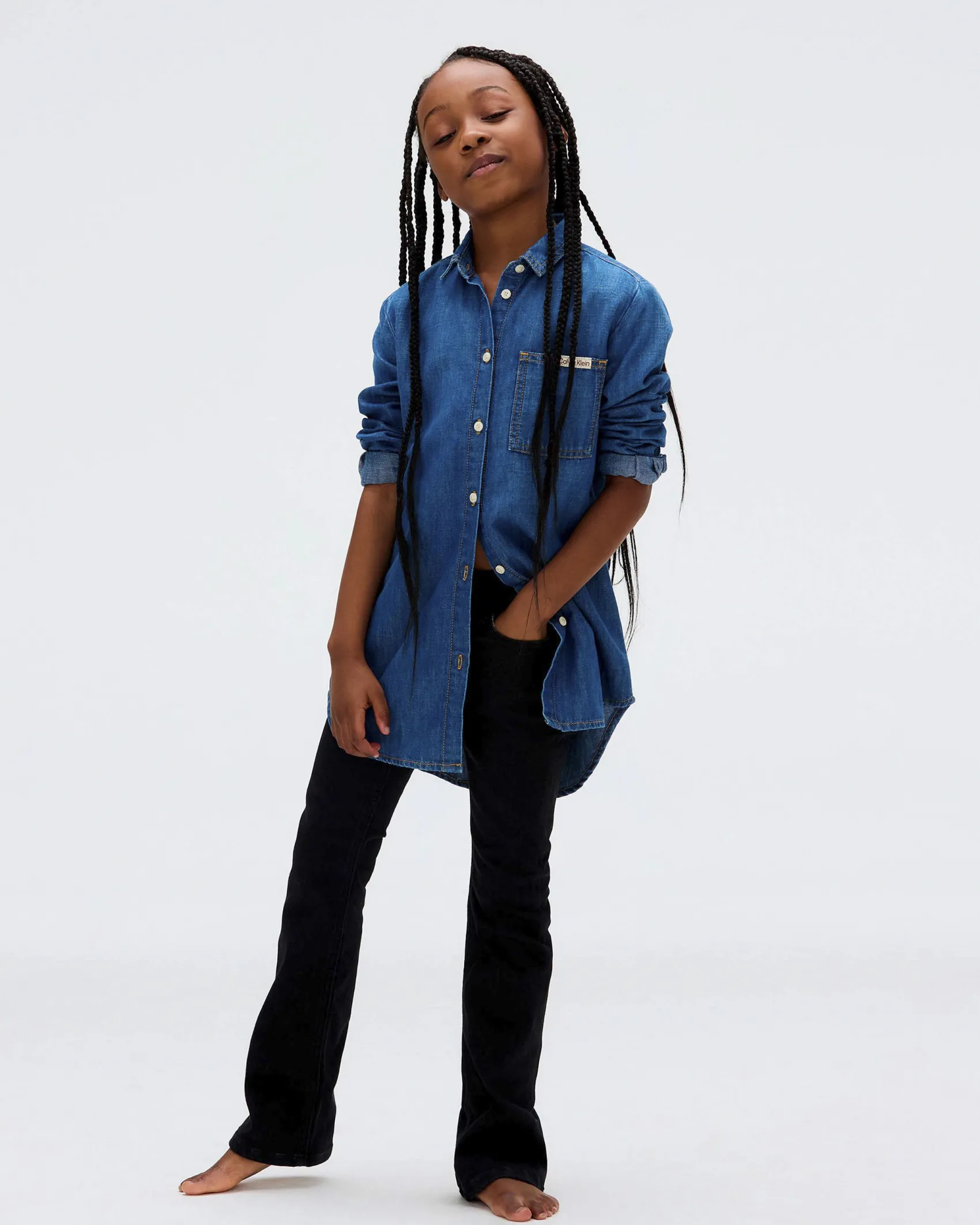 Jeans flare Calvin Klein nero in cotone stretch