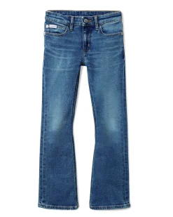 Jeans flare Calvin Klein in cotone stretch lavaggio scuro stone washed