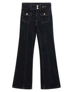 Jeans flare Guess blu scuro in cotone stretch con taschine