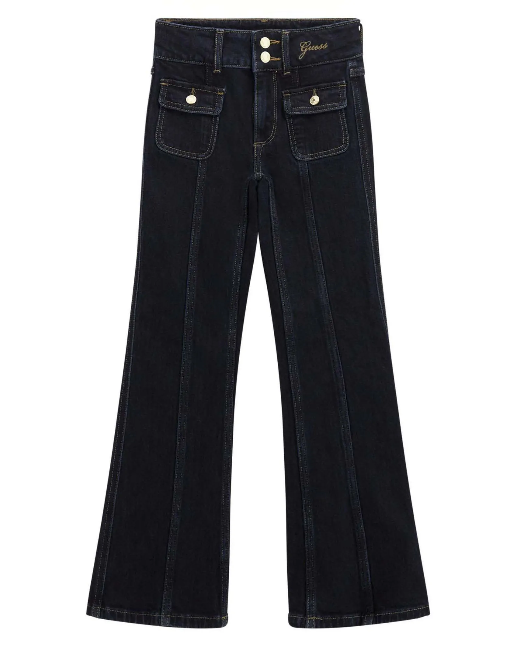 Jeans flare Guess blu scuro in cotone stretch con taschine