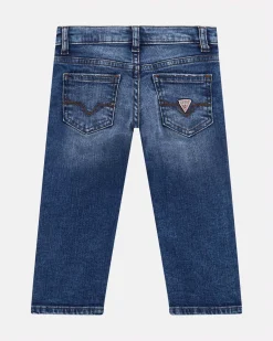 Jeans Guess slim in cotone stretch a lavaggio scuro con abrasioni