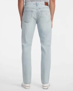 Jeans Guess straight fit in cotone stretch lavaggio chiaro bleach