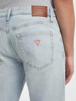 Jeans Guess straight fit in cotone stretch lavaggio chiaro bleach