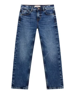 Jeans Guess straight in cotone elasticizzato a lavaggio scuro stone washed