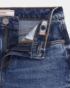 Jeans Guess straight in cotone elasticizzato a lavaggio scuro stone washed