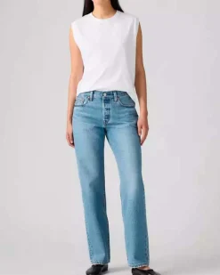 Jeans Levi'sÂź 501 in cotone blu super stone washed a vita media