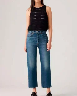 Jeans Levi'sÂź Ribcage blu stone washed in cotone stretch