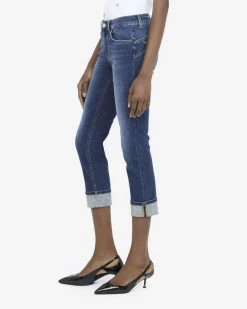 Jeans Liu Jo Jeans medium wash in cotone stretch con risvolto e strass