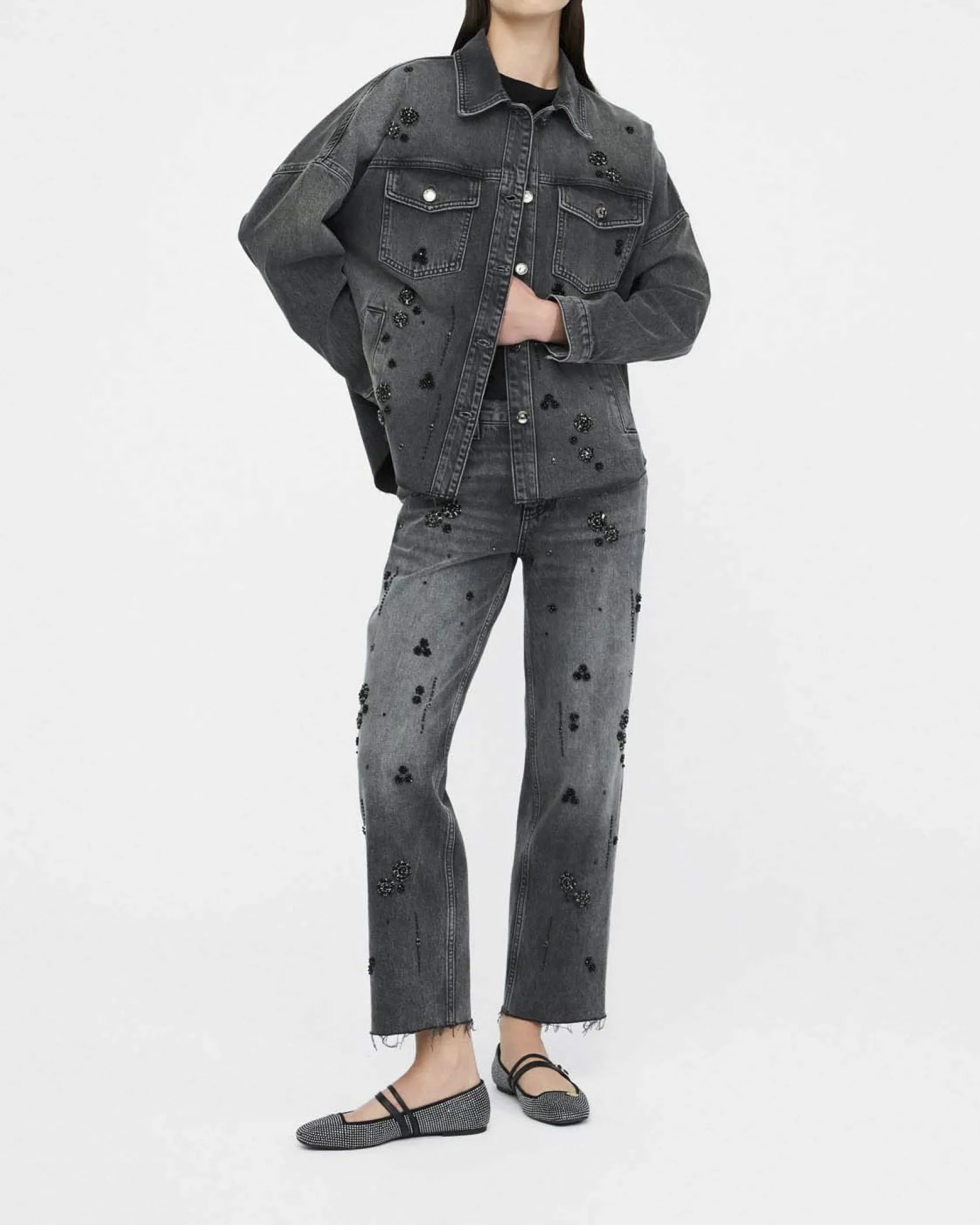 Jeans Liu Jo Jeans nero in cotone con dettagli in rilievo
