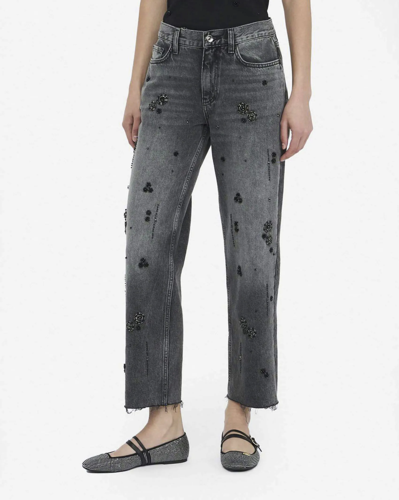 Jeans Liu Jo Jeans nero in cotone con dettagli in rilievo