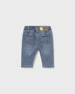 Jeans Mayoral in cotone stretch a lavaggio medio stone washed con coulisse