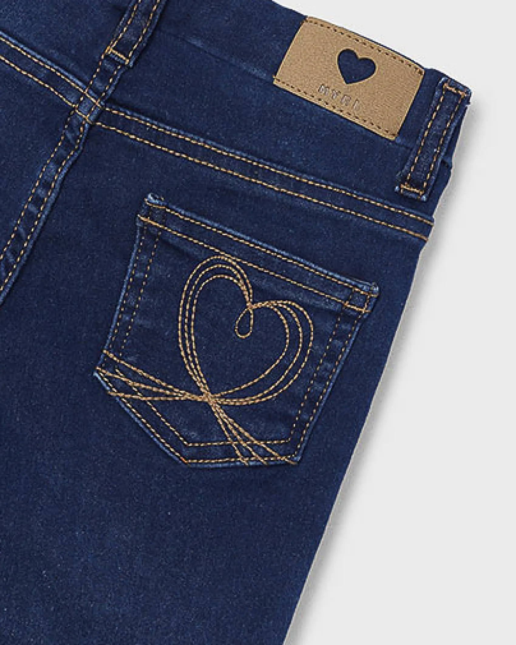 Jeans Mayoral regular slim a lavaggio scuro con ricami dorati