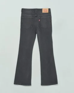 Jeans nero a zampa con baffature