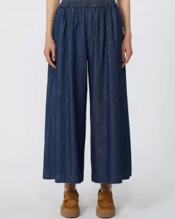 Jeans palazzo in cotone blu Weekend Max Mara con elastico in vita
