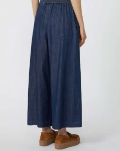 Jeans palazzo in cotone blu Weekend Max Mara con elastico in vita