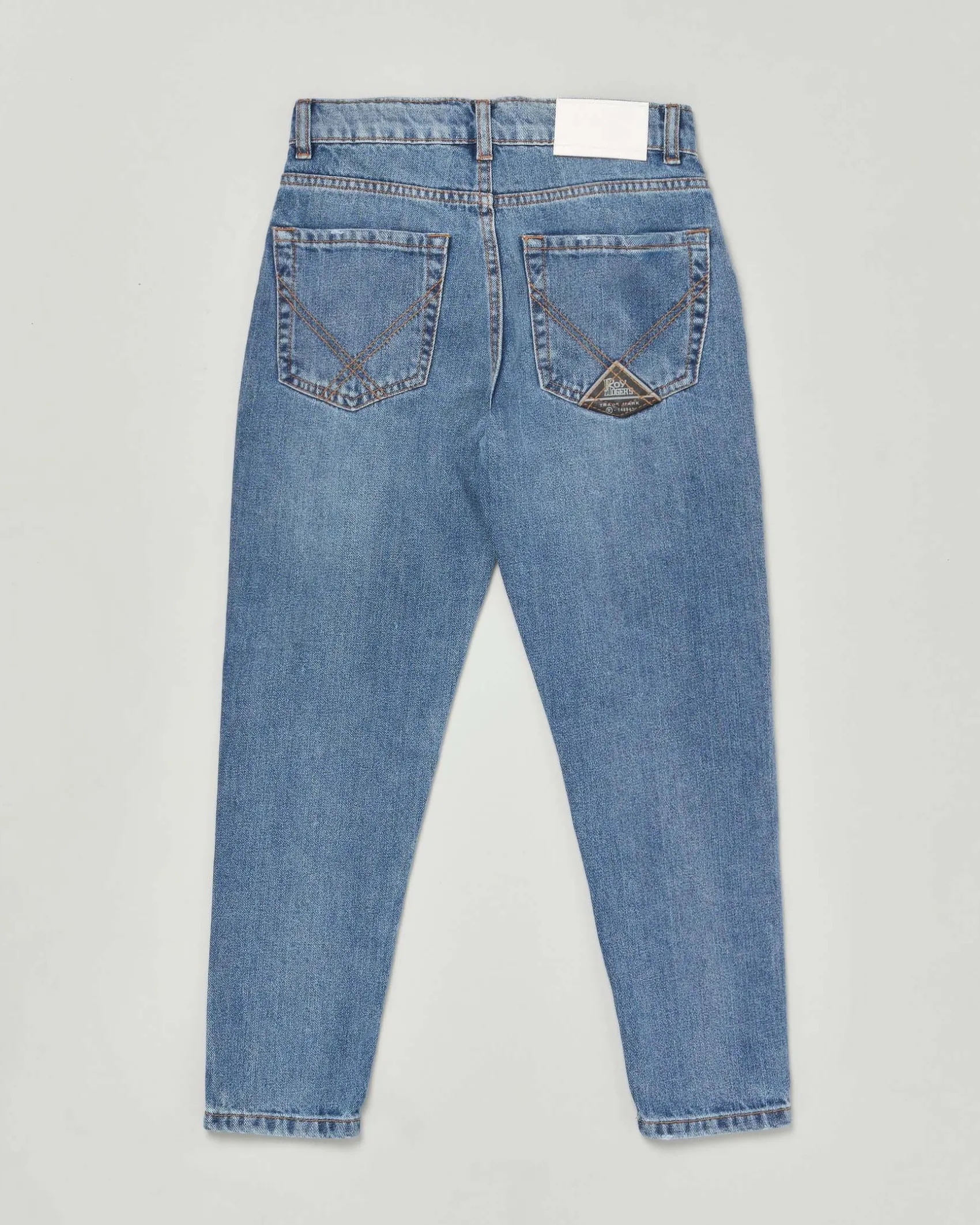 Jeans Roy Roger's carrot fit a lavaggio medio stone washed con baffature