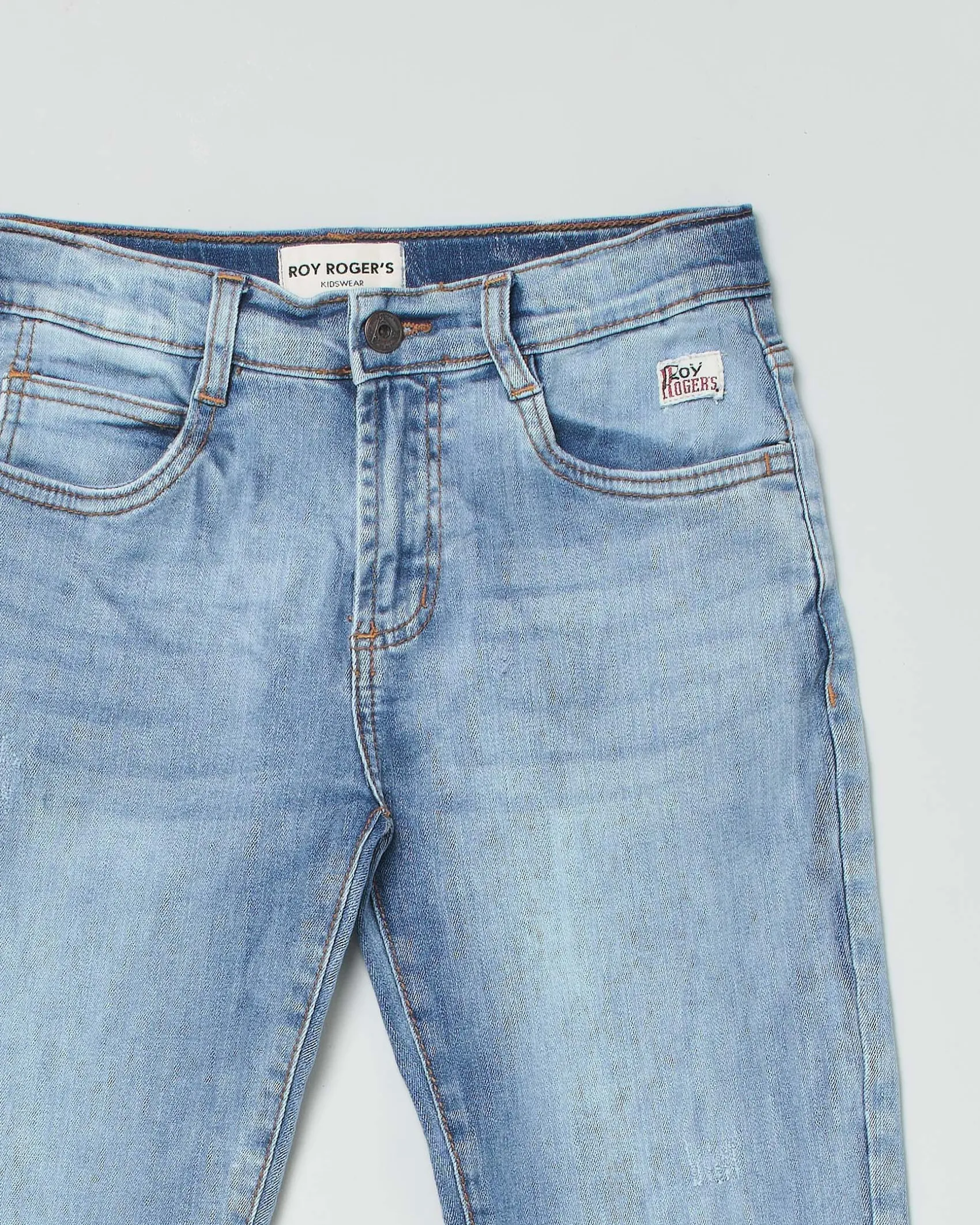 Jeans Roy Roger's regular a lavaggio chiaro stone washed con baffature