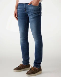 Jeans skinny Guess blu in cotone elasticizzato lavaggio medio con baffature
