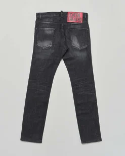 Jeans slim Dsquared2 lavaggio nero stone washed con baffature