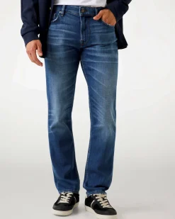 Jeans slim Guess blu in cotone elasticizzato lavaggio medio stone washed