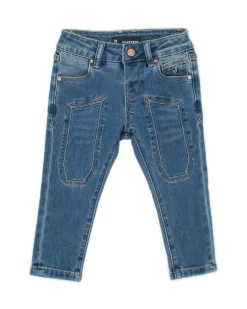 Jeans slim Jeckerson in misto cotone e viscosa stretch con toppa a lavaggio medio stone washed