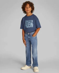 Jeans straight Calvin Klein a lavaggio medio stone washed in cotone stretch