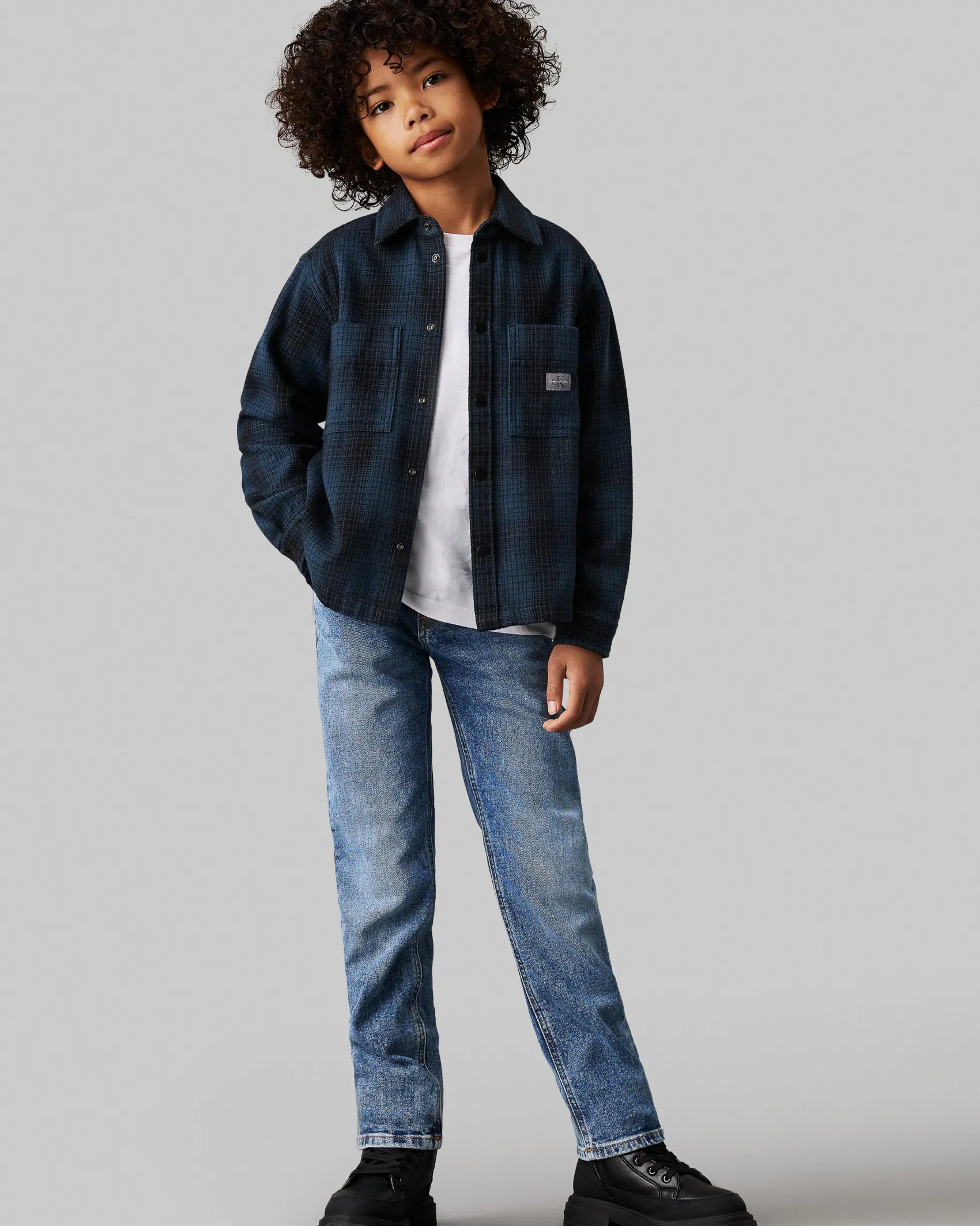 Jeans straight Calvin Klein a lavaggio chiaro stone washed in cotone stretch