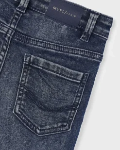 Jeans straight Mayoral in cotone elasticizzato a lavaggio scuro stone washed