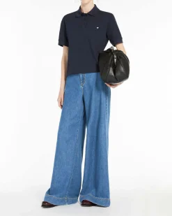 Jeans super wide Weekend Max Mara blu stone washed in cotone