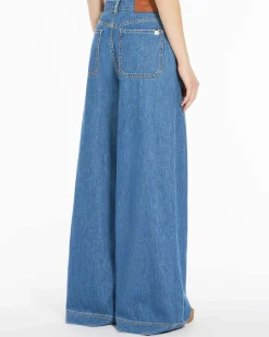 Jeans super wide Weekend Max Mara blu stone washed in cotone