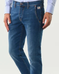 Jeans tasca america New Elias Roy Roger's slim-fit in cotone stretch lavaggio Carlin Light medio