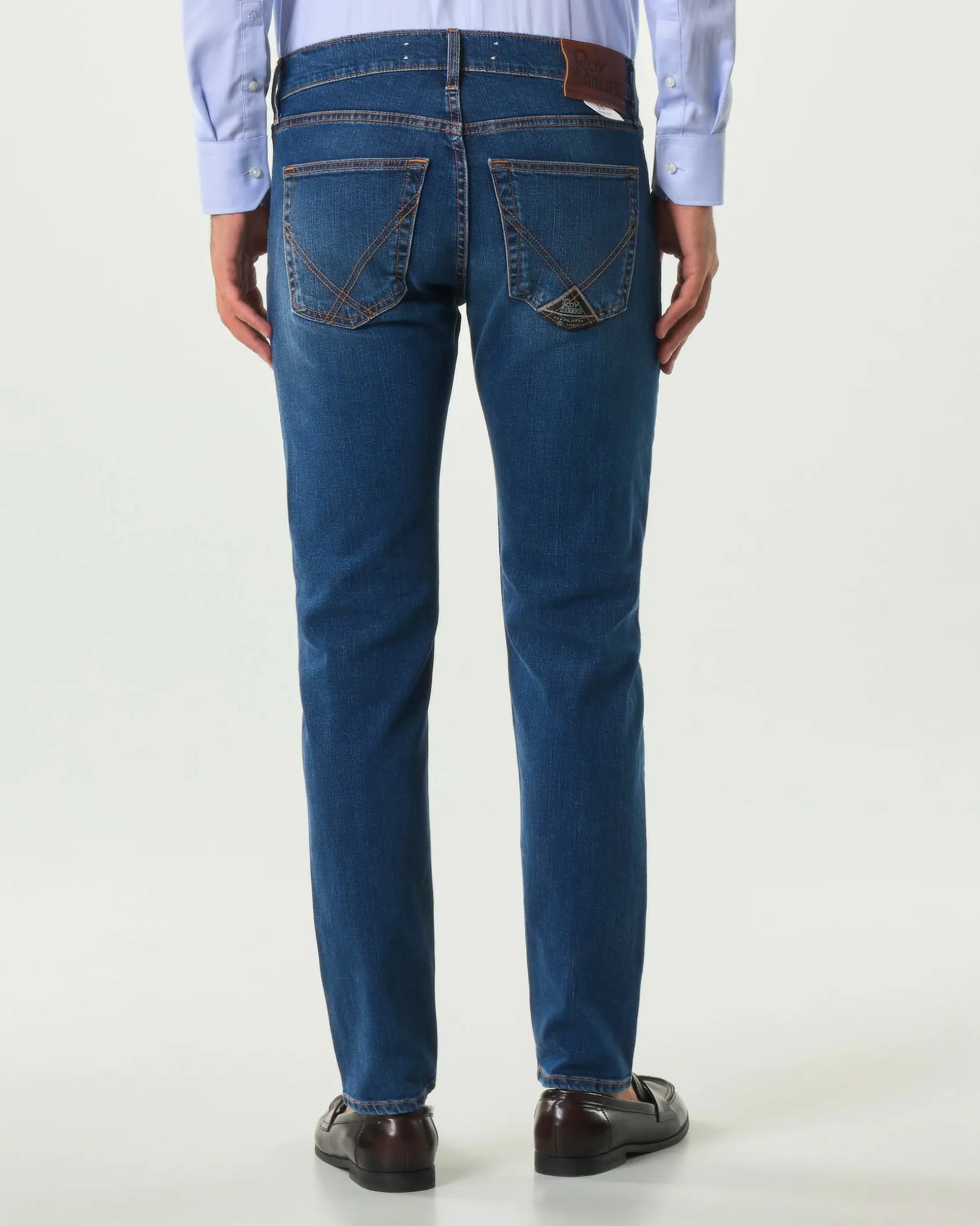 Jeans tasca america New Elias Roy Roger's slim-fit in cotone stretch lavaggio Carlin Light medio