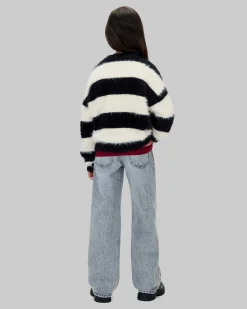 Jeans wide leg Calvin Klein grigio stone washed in cotone