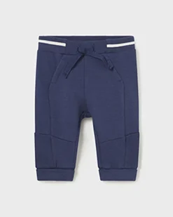 Jogger blu in felpa di cotone stretch con coulisse