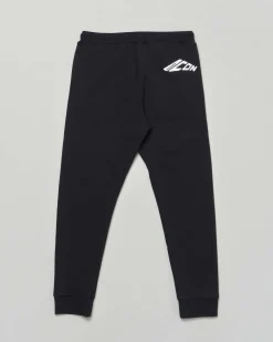 Jogger Dsquared2 nero in puro cotone garzato con coulisse e logo icon bianco