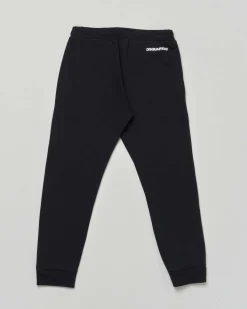 Jogger Dsquared2 nero in puro cotone garzato e coulisse