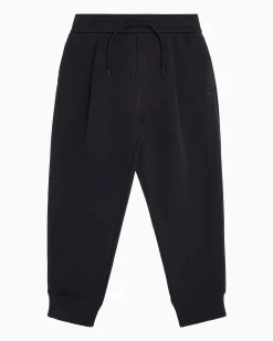 Jogger Emporio Armani blu loose fit in cotone stretch con coulisse