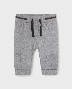 Jogger grigi in felpa di cotone stretch con coulisse